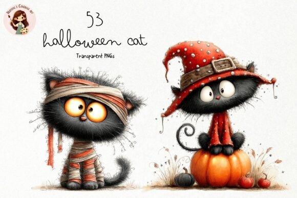 Download Cute Halloween Black Cat PNG Clipart - Black cat Collection