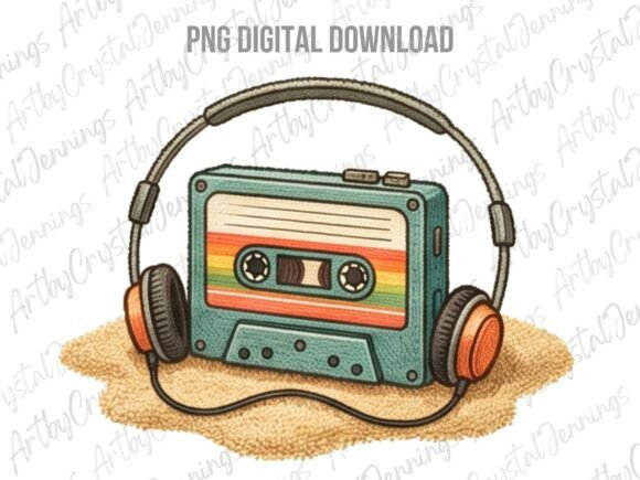 Download Retro Cassette Tape with Headphones PNG - Cassette Collection