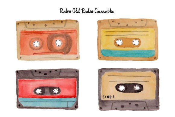 Download Vintage Old Retro Cassette Watercolor - Cassette Collection