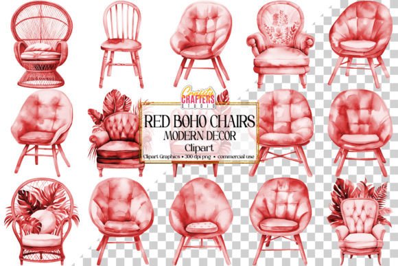 Download Red Boho Chic Chair Decor PNG Clipart - Red Collection