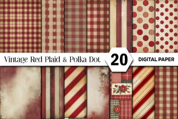 Download Red Plaid &amp; Polka Dot Junk Journal Kit - Red Collection