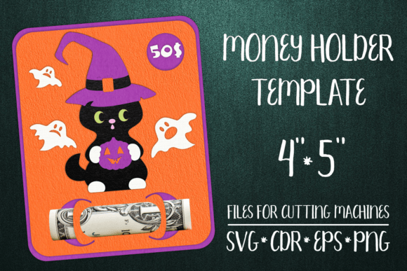 Download Black Cat Halloween Card Money Holder - Black cat Collection