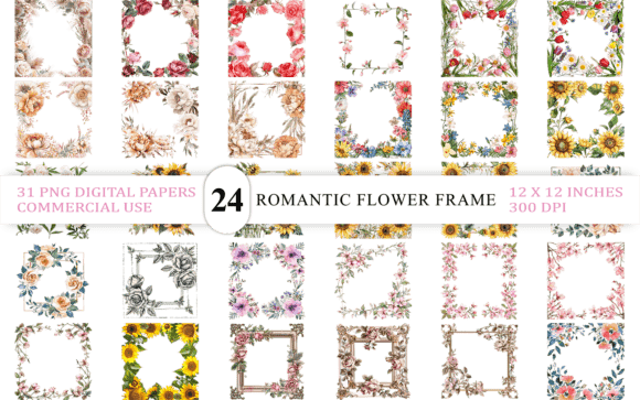 Download Baroque-Inspired Elegant Flower Frames - Red Collection