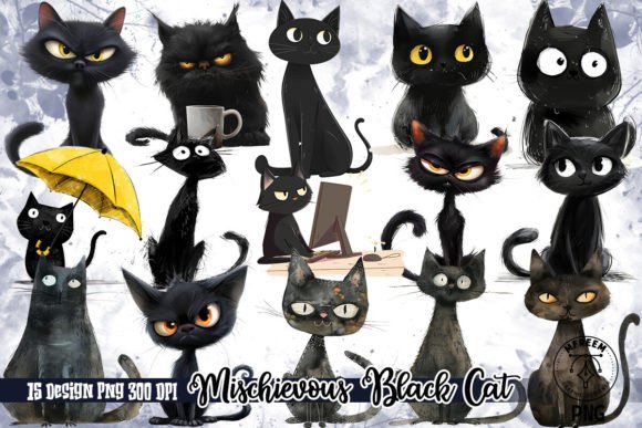Download Mischievous Black Cat Clipart PNG - Black cat Collection