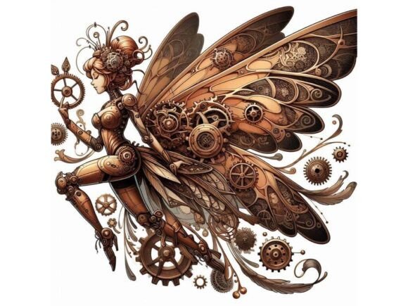 Download A Steampunk-inspired Fairy with Metallic - Red Collection
