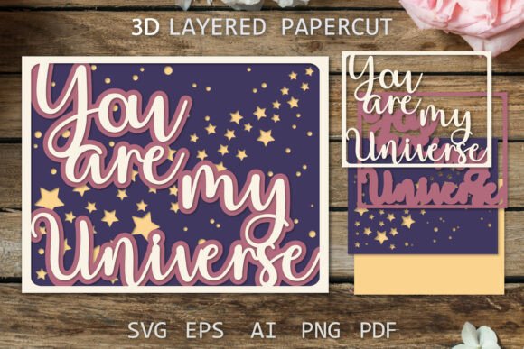 Download Layered Paper Cut, You Are My Universe - Red Collection