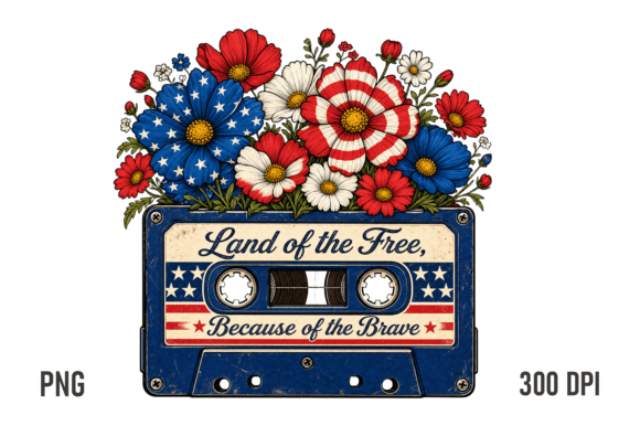 Download Patriotic Floral Cassette PNG Design - Cassette Collection