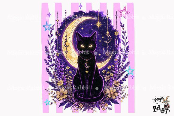 Download Mystic Black Cat Moon PNG - Black cat Collection