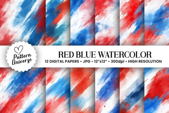 Download Red Blue White Watercolor Pattern - Red Collection