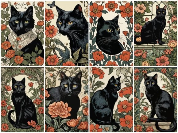 Download 32 Images Floral Black Cat - Black cat Collection