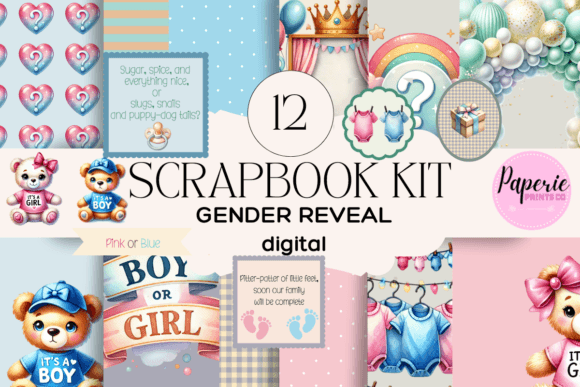 Download Gender Reveal Scrapbook Kit - Gender reveal Collection