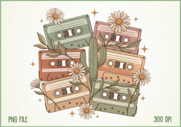 Download Retro Cassette Tape Floral Design - Cassette Collection