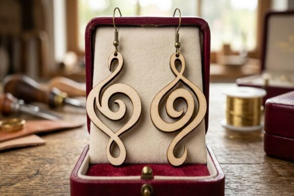 Download Elegant Treble Clef Inspired Earring - Red Collection
