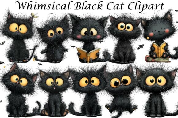 Download Whimsical Black Cat Clipart - Black cat Collection