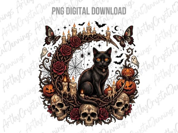 Download Spooky Gothic Black Cat Halloween PNG - Premium Bundle